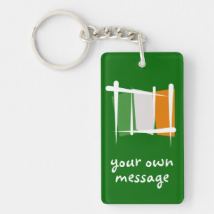 Ireland Brush Flag Keychain