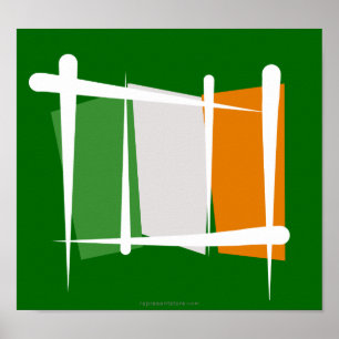 Ireland Brush Flag Poster