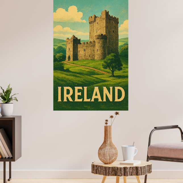 Ireland Castle Travel – Vintage Style Irish Poster (Living Room 3)