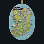 Ireland Ceramic Ornament<br><div class="desc">A wonderful old postcard map of Ireland.</div>