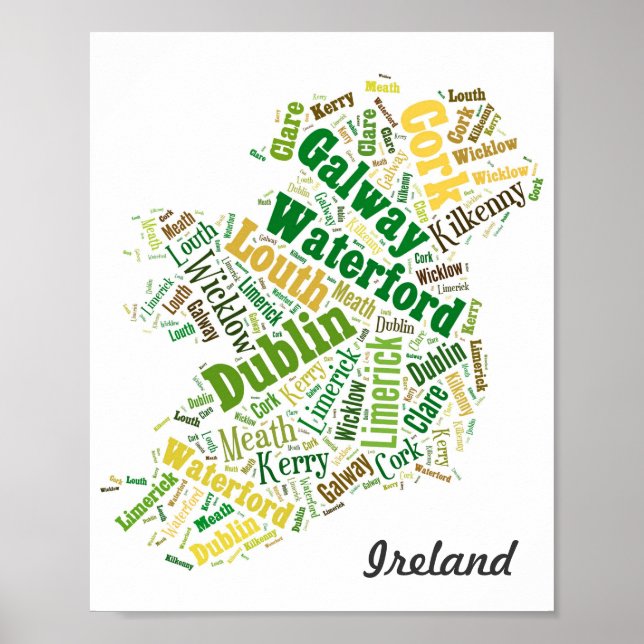 Ireland Cities Word Art  Poster (Front)