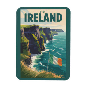 Ireland Cliffs of Moher Illustration Travel Art Magnet
