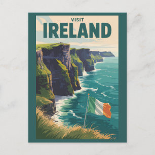Ireland Cliffs of Moher Illustration Travel Art Postcard
