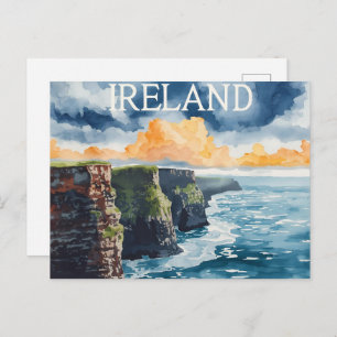 Ireland Cliffs of Moher Vintage Travel Postcard