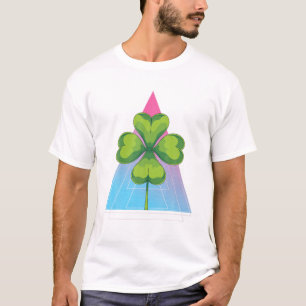 Ireland Clover Lucky Four Leaf Vaporwave Art Irish T-Shirt