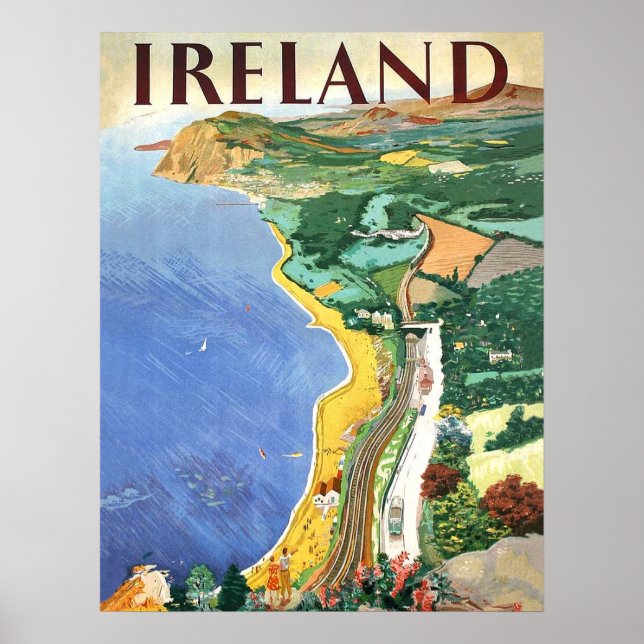 Ireland, coastline, vintage travel poster (Front)