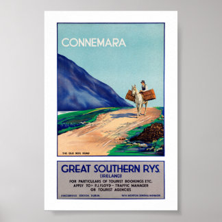 Ireland Connemara Restored Vintage Travel Poster