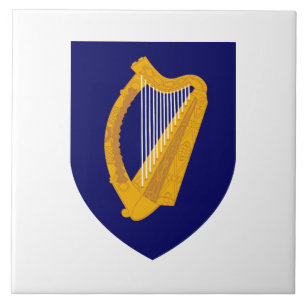 Ireland country coat arms symbol emblem lyre lira tile