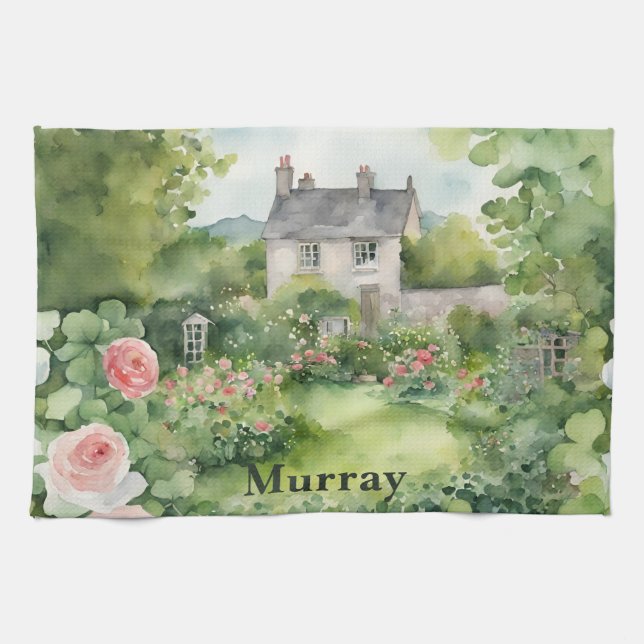 Ireland Country House Irish Surname Name Custom  Kitchen Towel (Horizontal)