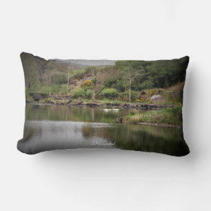Ireland, County Cork, Lake, Swans, Photography Lumbar Pillow
