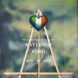 Ireland Couple Heart Wedding Welcome Acrylic Sign