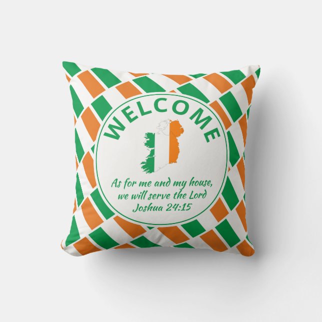 IRELAND Custom Christian Welcome Throw Pillow (Front)