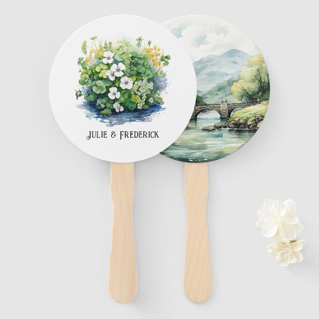 Ireland Destination Wedding Hand Fan (Front and Back)
