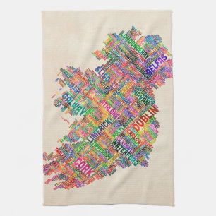Ireland Eire City Text map Kitchen Towel