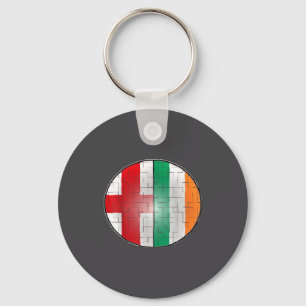 Ireland England Tee - Half Irish English Expat Puz Keychain