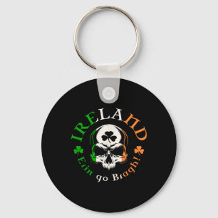 Ireland Erin Go Bragh Colours Skull Keychain