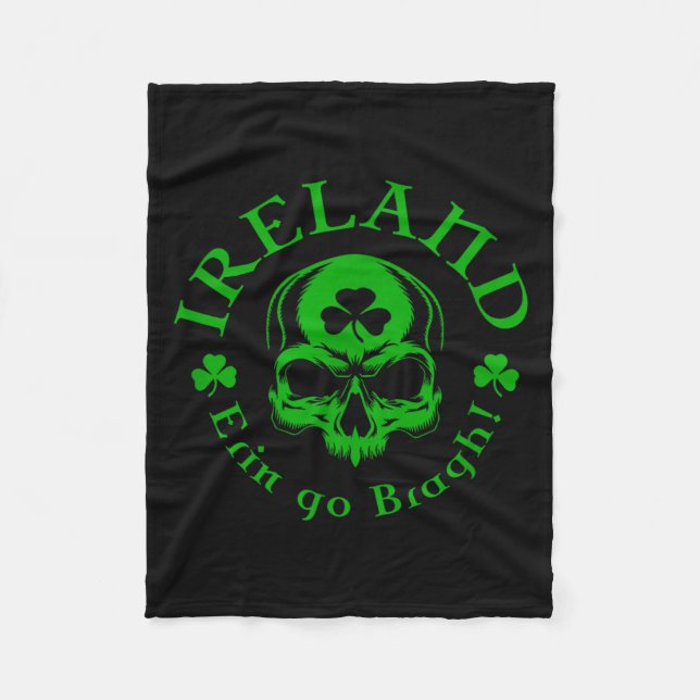 Ireland Erin Go Bragh Skull Fleece Blanket (Front)