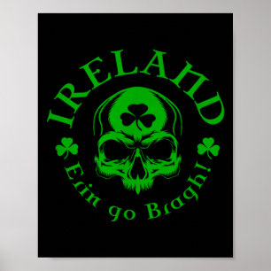 Ireland Erin Go Bragh Skull Poster