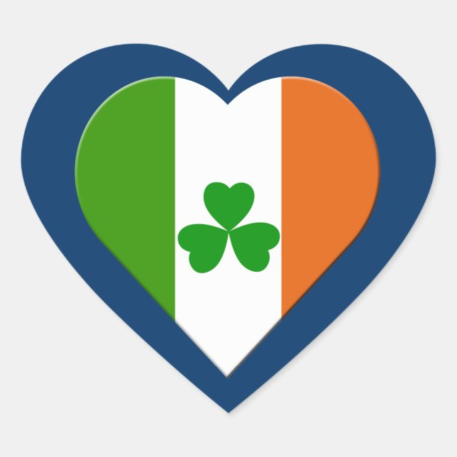 ireland flag and shamrock heart sticker (Front)
