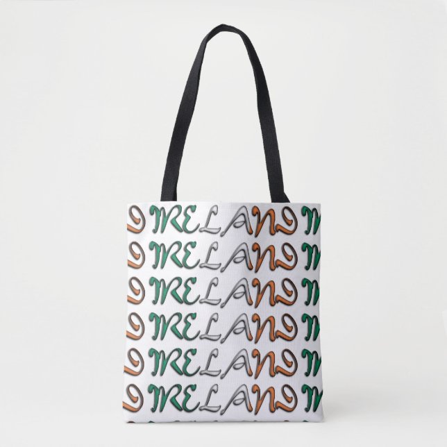 Ireland Flag Colour Typography European Country Ba Tote Bag (Front)
