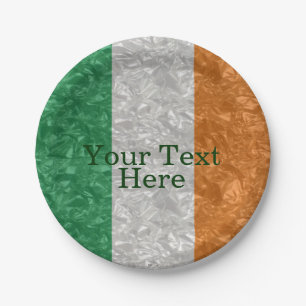 Ireland Flag - Crinkled Paper Plate