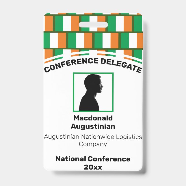 IRELAND FLAG Customized Logo Photo ID Name Badge (Front)