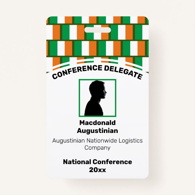 IRELAND FLAG Customized Logo Photo ID Name Badge (Front)