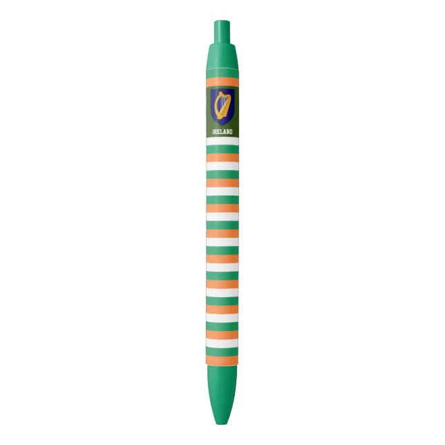 Ireland Flag Cute Patriotic Black Ink Pen (Front Vertical)