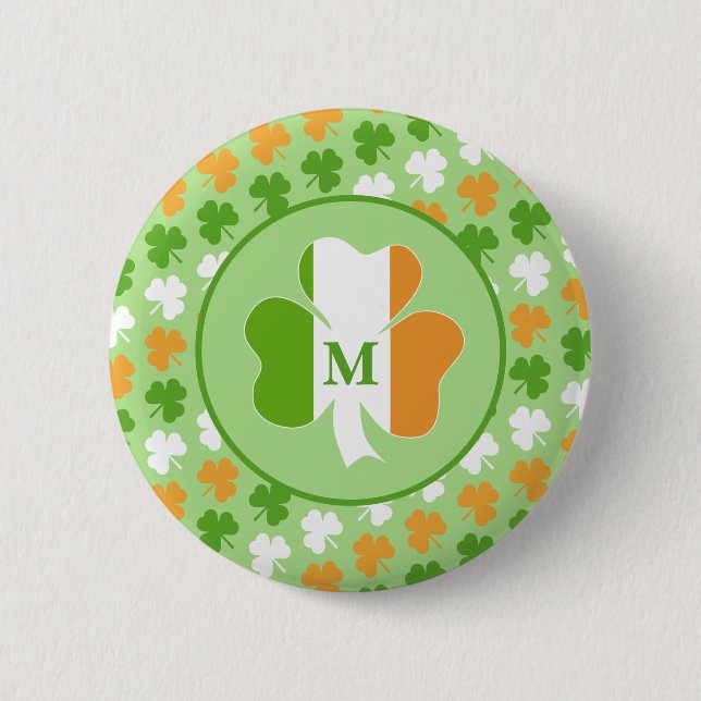 Ireland flag from shamrocks 2 inch round button (Front)
