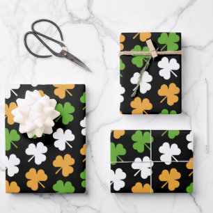 Ireland flag from shamrocks wrapping paper sheet
