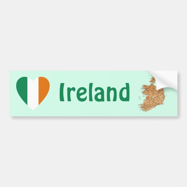 Ireland Flag Heart + Map Bumper Sticker (Front)