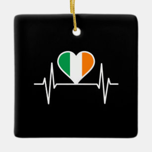 Ireland Flag Heartbeat Ceramic Ornament