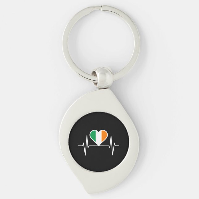 Ireland Flag Heartbeat Keychain (Front)