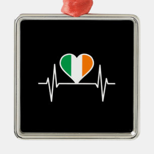 Ireland Flag Heartbeat Metal Ornament