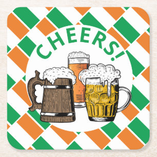 IRELAND FLAG Irish Beer Square Paper Coaster