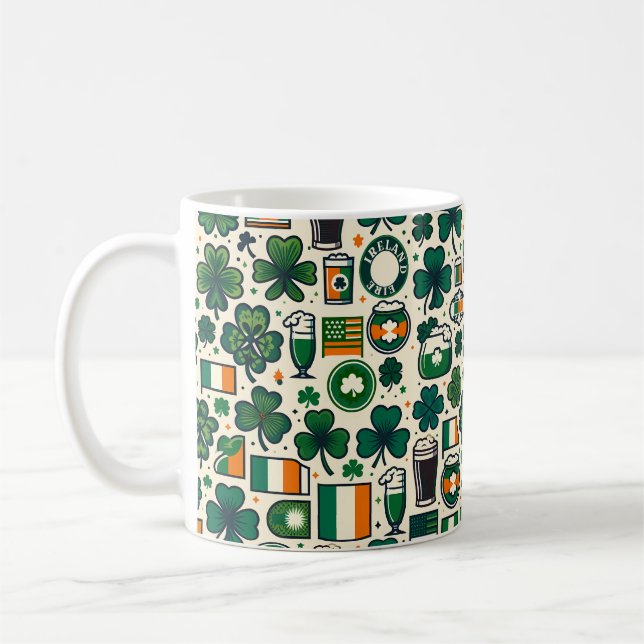 Ireland Flag Irish Shamrock Celtic St Patricks Day Coffee Mug (Left)