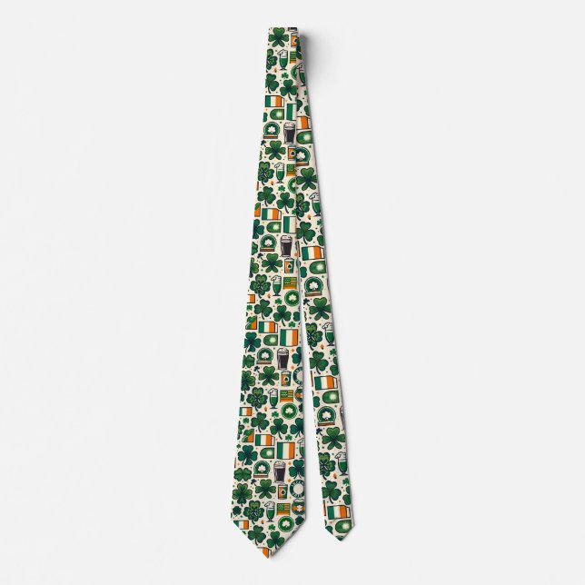 Ireland Flag Irish Shamrock Celtic St Patricks Day Tie (Front)