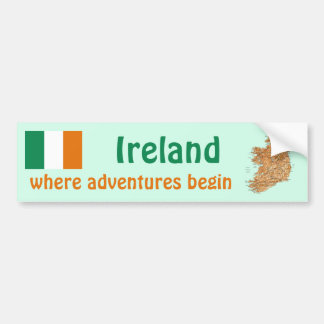 Ireland Flag + Map Bumper Sticker