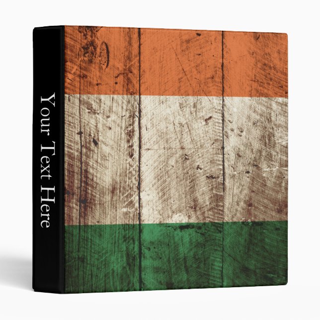 Ireland Flag on Old Wood Grain Binder (Front/Spine)