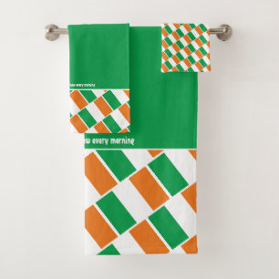 IRELAND FLAG Personalized Scripture GREEN Bath Towel Set