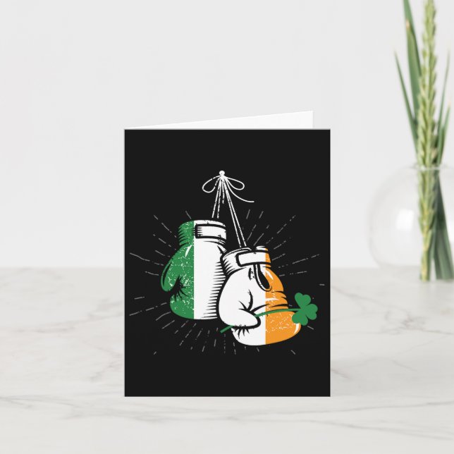 Ireland Flag Shamrock Irish Boxing Gloves - Boxer  Card (Front)