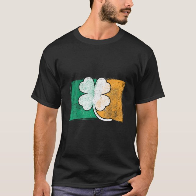 Ireland Flag Shamrock St. Patrick's Day T-Shirt (Front)