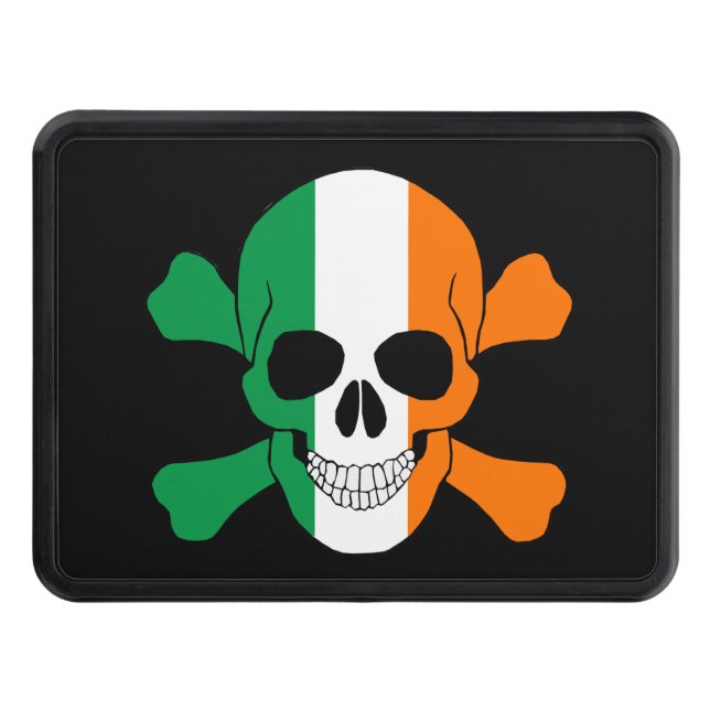 Ireland Flag Skull And Crossbones Trailer Hitch Cover (Front)