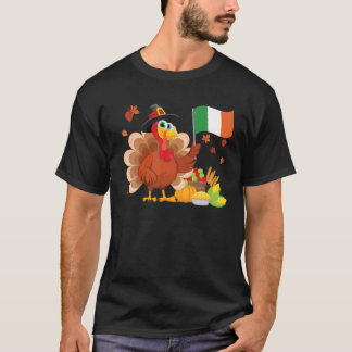 Ireland Flag Thanksgiving Irish Cute Turkey Family T-Shirt
