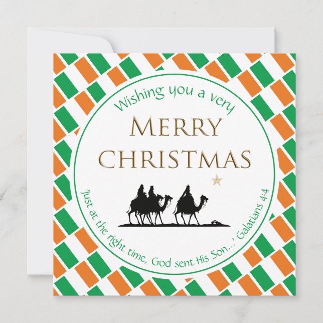 IRELAND FLAG Three Wise Men IRISH Christmas Holiday Card (Front)