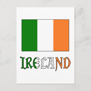 Ireland Flag & Word Postcard