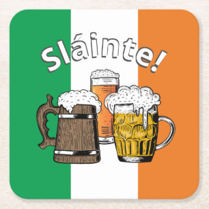 IRELAND Great Irish Beer Sláinte! Square Paper Coaster