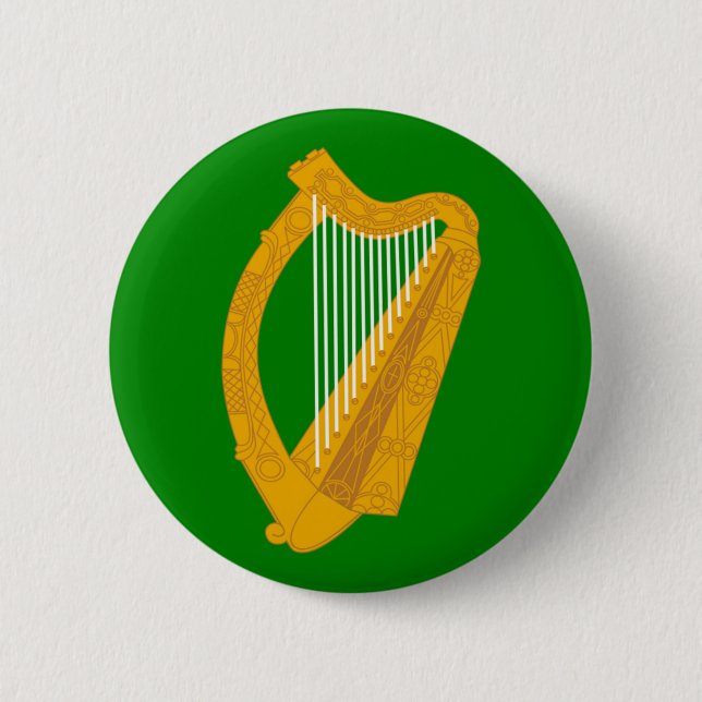 ireland green harp flag irish 2 inch round button (Front)