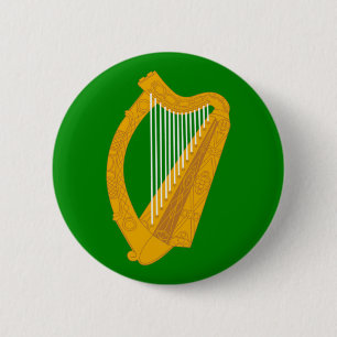 ireland green harp flag irish 2 inch round button