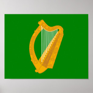 ireland green harp flag poster